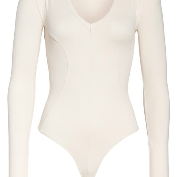 NWT! Free People Deep-V-Neck Bodysuit Neutral - Picture 4 of 6
